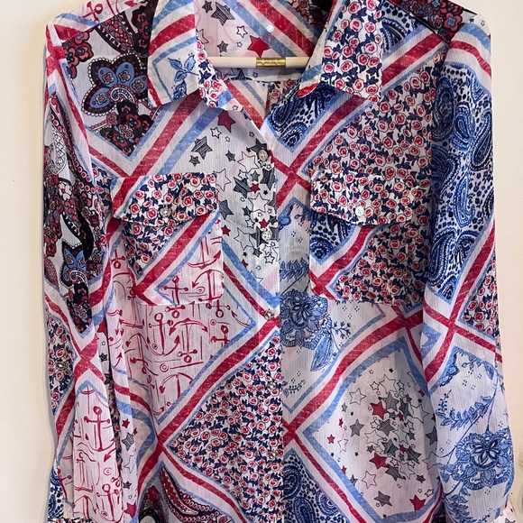 Tommy Hilfiger Red, White and Blue Button Down Shirt Size M - Picture 1 of 2